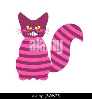 Cheshire Cat. Magic animal with long tail. Striped Fairy tale of beast Stock Vector