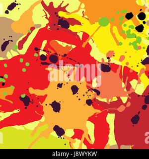 Red orange maroon ink paint splashes vector colorful background Stock Vector