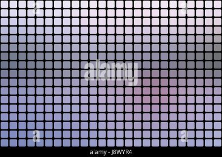 Pale pink grey blue vector abstract mosaic background with rounded corners square tiles over black Stock Vector