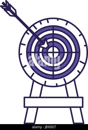 purple line contour of arrow on target Stock Vector