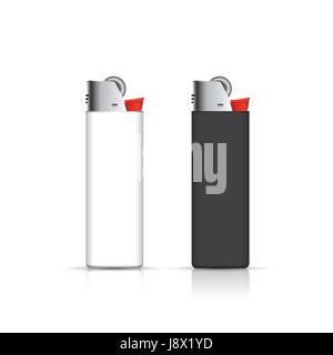 Black and white lighters  isolated on white. Vector for corporate identity. Advertising template Stock Vector