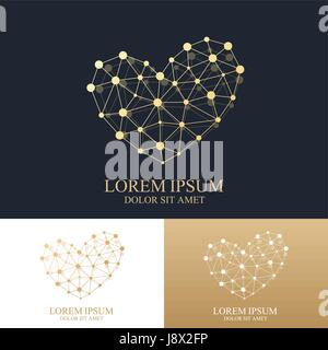 Vector template heart logo. Creative concept design icon for medicine, science, technology , chemistry. Template Heart Stock Vector