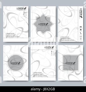 Modern vector templates for brochure, flyer, cover magazine or report in A4 size. Business, science, medicine and technology design. Background with grey circles  Stock Vector