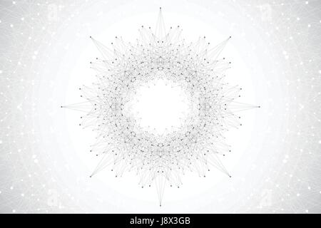 Geometric abstract form with connected lines and dots. Vector illustration Stock Vector