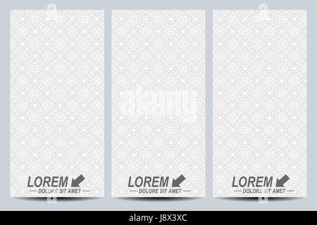 Set of vector flyers. Background  seamless pattern in arabian style. Flyer, web, banner, card, vip, certificate, gift, voucher. Modern business stylish design Stock Vector