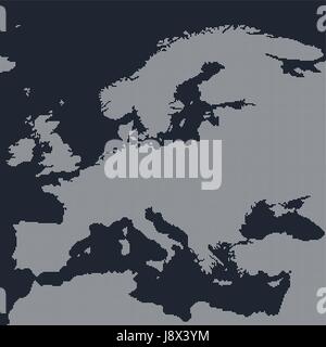 Europe dotted map on black background. Vector illustration. Stock Vector