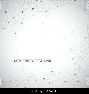 Geometric abstract background with connected line and dots. Vector illustration Stock Vector