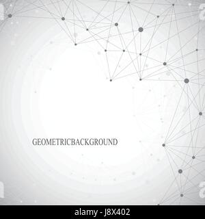 Geometric grey background molecule and communication . Connected lines with dots. Vector illustration Stock Vector