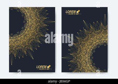 Modern vector templates for brochure, Leaflet, flyer, cover, magazine or annual report in A4 size. Business, science, medicine and technology design book layout. Abstract presentation with round form Stock Vector