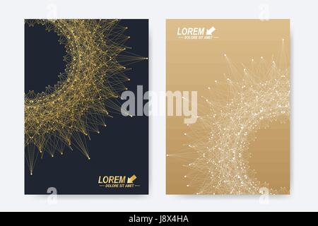 Modern vector templates for brochure, Leaflet, flyer, cover, magazine or annual report in A4 size. Business, science, medicine and technology design book layout. Abstract presentation with round form Stock Vector