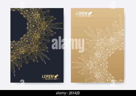 Modern vector templates for brochure, Leaflet, flyer, cover, magazine or annual report in A4 size. Business, science, medicine and technology design book layout. Abstract presentation with round form Stock Vector