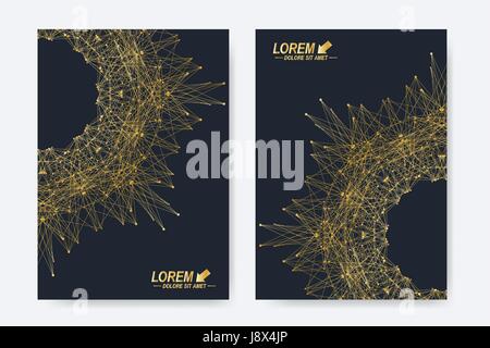 Modern vector templates for brochure, Leaflet, flyer, cover, magazine or annual report in A4 size. Business, science, medicine and technology design book layout. Abstract presentation with round form Stock Vector