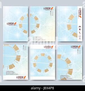 Modern vector templates for brochure, Leaflet, flyer, cover, magazine or annual report in A4 size. Business, science, medicine and technology design book layout. Abstract tecnology presentation Stock Vector