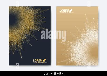 Modern vector templates for brochure, Leaflet, flyer, cover, magazine or annual report in A4 size. Business, science, medicine and technology design book layout. Abstract presentation with round form Stock Vector