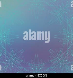 Geometric graphic background molecule and communication. Connected lines with dots. Minimalism chaotic illustration background. Concept of the science, chemistry, biology, medicine, technology Stock Vector