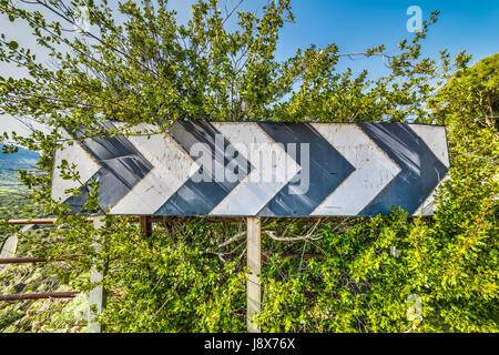 right turn sign on a country road Stock Photo