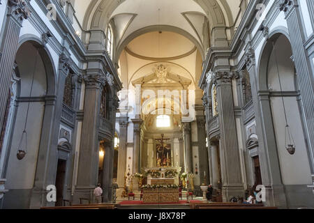 Florence, Restoration of the Capponi Chapel in Santa Felicita with paintings of Pontormo thanks to the Donation of Friends of Florence Stock Photo