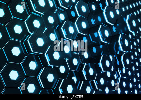 Blue abstract hexagonal glowing background, futuristic concept. 3d ...