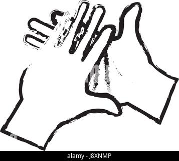 hand man clap gesture icon sketch Stock Vector
