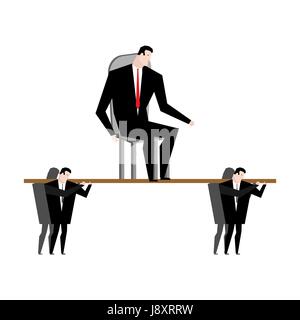 Office clerk carrying boss. Corporate ethics. Workers are head. Managers carry chief. Worship supervisor. Business career Stock Vector
