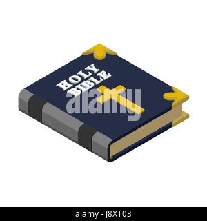 Holy Bible isometrics. Religious book. New Testament. Old psalterium god. Stock Vector