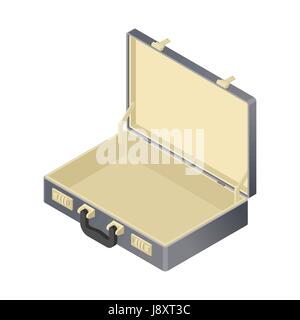suitcase Empty isolated isometric style. blank case on white background. Black bag Stock Vector