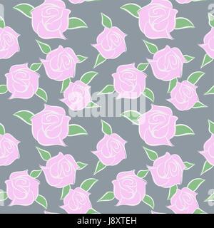 Pink Roses seamless patern. Flowers in pastel colours. Vector flower ornament Stock Vector