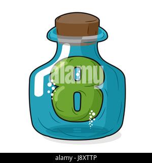 Seven in Bank for chemical research. Figure 7 magic bottle. Laboratory studies and experiments on number 7. Vector illustration Stock Vector