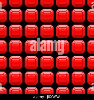 Ruby seamless pattern. Precious stones. Vector red background. Stock Vector