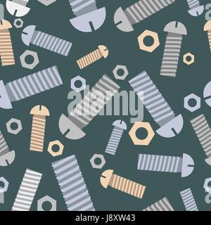 Technical seamless pattern bolts and nuts. Vector background. Stock Vector
