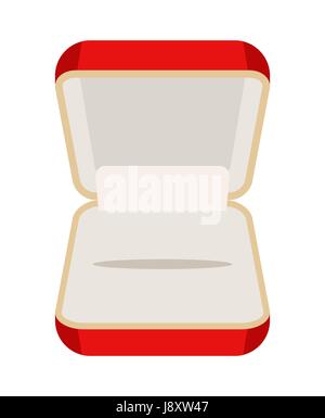 Open an empty box for jewelry. Beautiful red box for rings or earrings. Vector illustration Stock Vector
