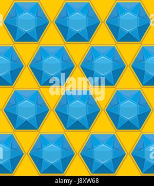 gem Sapphire seamless pattern. Vector background of blue gemstones. Stock Vector