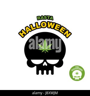 Green cannabis leaf with a skull. Logo or emblem concept Stock Vector ...