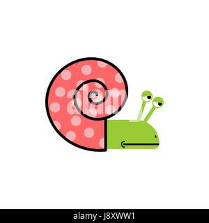 Sad Snail. Gastropods with spiral shell. Vector illustration cartoon Stock Vector