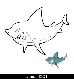 Shark coloring book. Angryl underwater animal. Vector illustration Stock Vector