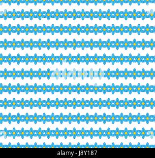 Simple flowers background, vector seamless pattern. Blue forget-me-not flowers, arranged in stripes Stock Vector