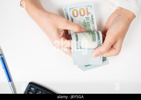 Female hands counting money, Stock Photo