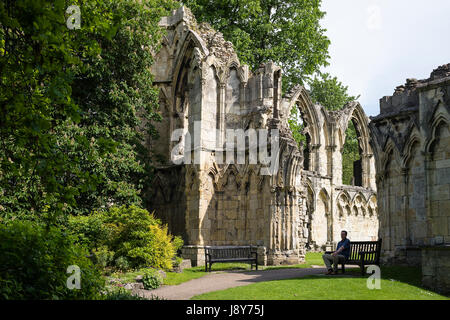 A place for quiet contemplation, St. Mary's Abbey, Museum Gardens, City of York, UK Stock Photo
