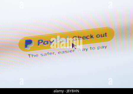 Close-up of an Paypal pay button on a computer screen Stock Photo