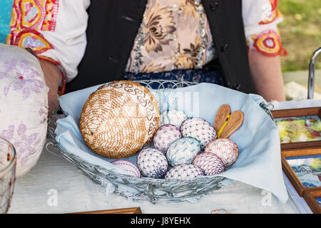 Easter eggs - handmade tinkering - Folk art Stock Photo
