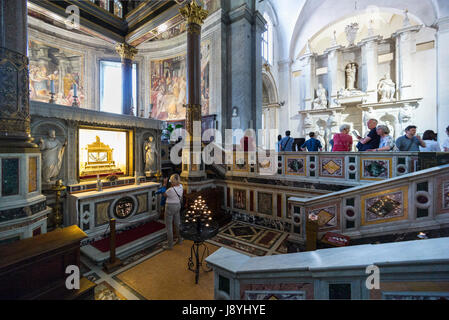 Rome. Italy. Visitors flock to the Basilica di San Pietro in Vincoli, to see Michelangelo's Tomb of Pope Julius II and the chains of St Peter. Stock Photo