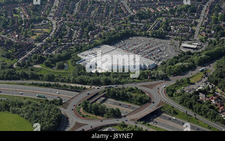 aerial view of the M60 motorway near Manchester from junction 9 to 8 ...