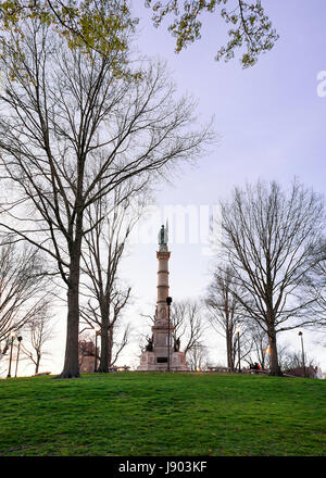 Soldiers and Sailors Monument at Boston Common public park in Boston, MA, United States. In the evening. People on the background Stock Photo