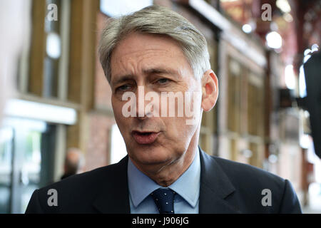 Chancellor of the Exchequer Philip Hammond campaigning at Bristol Temple Meads railway station. Stock Photo