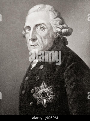 Frederick II aka Frederick the Great, 1712 – 1786. Elector of Brandenburg and King of Prussia.   From Hutchinson's History of the Nations, published 1915. Stock Photo