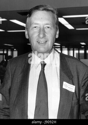 Richard Livsey, Liberal Democrat Member of Parliament for Brecon and Radnor, attends the party conference in Brighton, England on September 14, 1989. Stock Photo