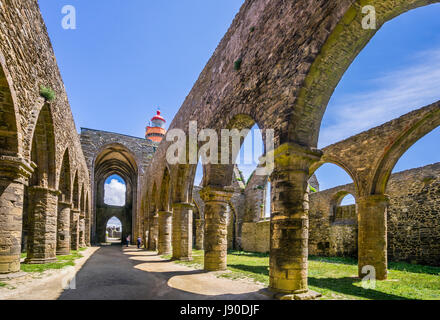 France, Brittany, Finistére department, Pointe Sant-Mathieu, ruins of the 17th century Saint Maur monastery Stock Photo