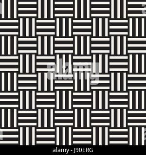 Black and white shapes seamless pattern background. Stylish symmetric lattice.  Abstract geometric tiling mosaic Stock Vector