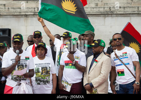 London, UK. 30th May, 2017. Biafran rally in London in protest at what they say was a genocide against Biafra between 1967 and 1970 by the Nigerian Government. Credit: Thabo Jaiyesimi/Alamy Live News Stock Photo