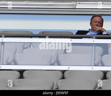 Munich, Germany. 30th May, 2017. Munich's President Peter Cassalette, photographed before the German Bundesliga 2nd division relegation soccer match between TSV 1860 Munich and Jahn Regensburg in the Allianz Arena in Munich, Germany, 30 May 2017. Photo: Andreas Gebert/dpa/Alamy Live News Stock Photo